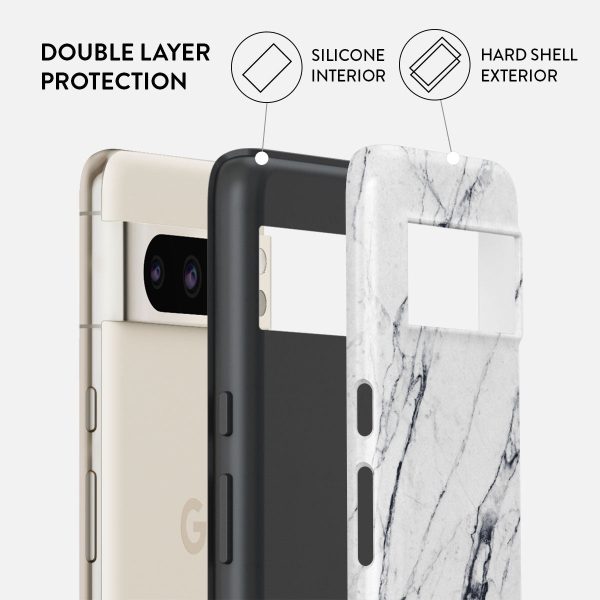 Satin White - Marble Google Pixel 8 Pro Case Cheap - Image 2