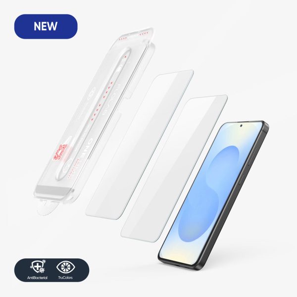 FLOLAB NanoArmour ONETIME Samsung Galaxy S25 Screen Protector Anti Microbial, Fingerprint ID Compatible Cheap
